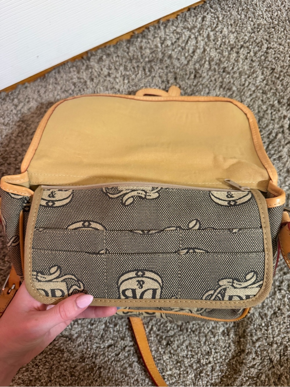 Dooney & Bourke Brown Monogram Canvas Crossbody with Tan Trim - Picture 8 of 9
